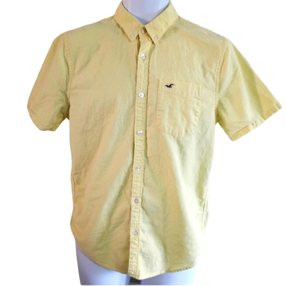 Hollister Other - Hollister Men's Small Epic Flex Yellow Button Up Short Sleeve Shirt with Pocket